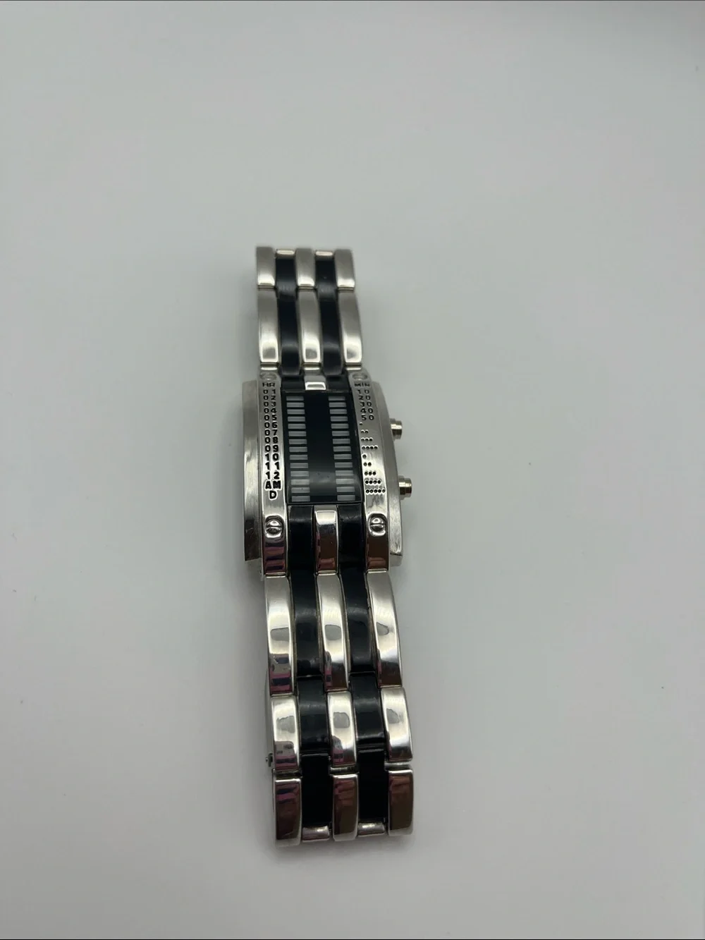 Stainless Steel Black and Silver Digital Watch